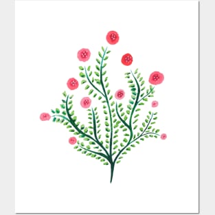 Spring Plant In Pink And Green Posters and Art